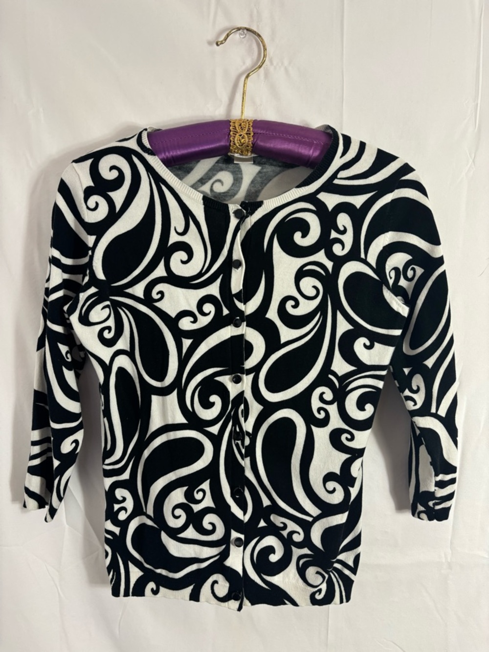 Y2K Abstract Artsy Indie Black White Button Up Dark Romantic Cardigan Size S-L